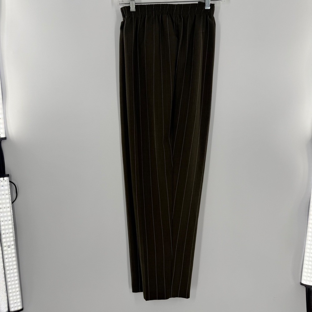 Allison Daley Brown Pinstripe Elastic Waist Straight Leg Pants Womens Size 16
